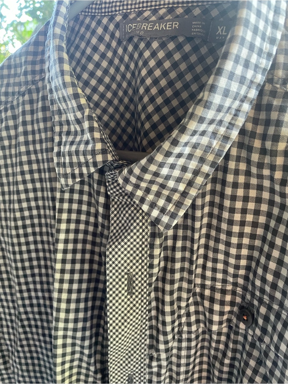 Icebreaker Black and White Gingham Button-Down Shirt